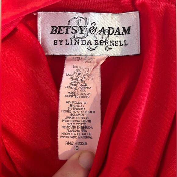 Betsy & Adam vintage red one shoulder gown cocktail dress bow ruched size 10 - Picture 8 of 9